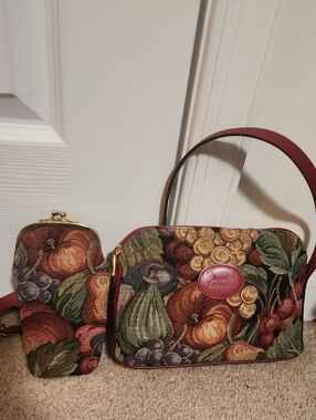 Red Multicolor Tapestry Crossbody Bag by Royal Tapisserie. (2pc)